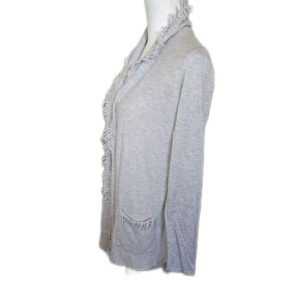 Lilly Pulitzer cashmere blend open front gray cardigan sweater with fringe S - Picture 2 of 6